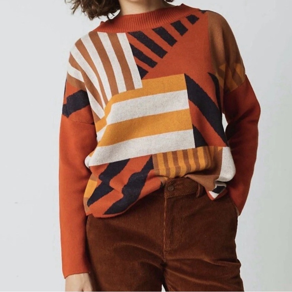 SKFK Karle Organic Cotton Geometric Print Knit Sweater Size 12 Bohemian - Picture 10 of 11